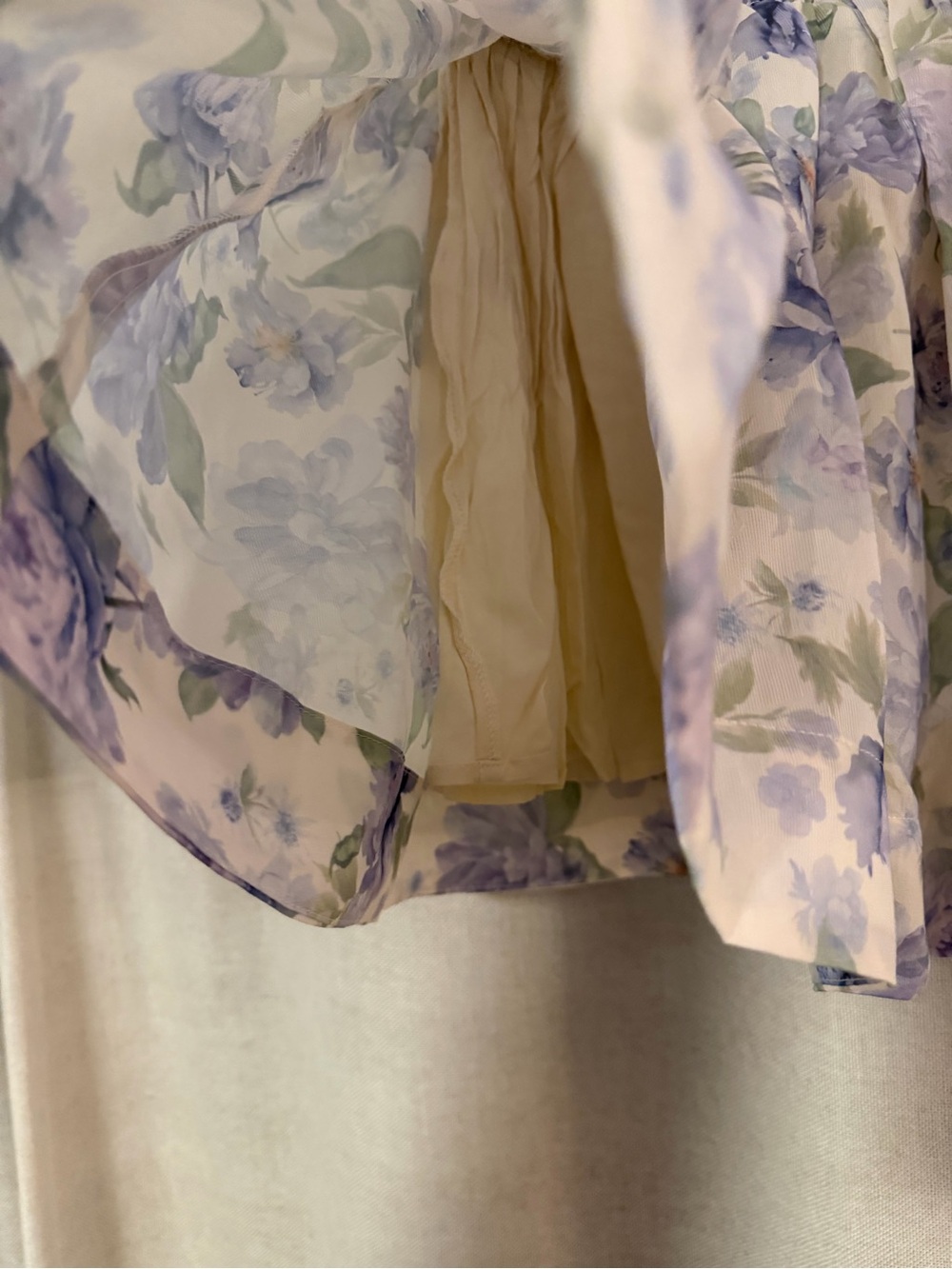 Floral Smocked-Waist Circle Skirt in Lavender and Cream - Picture 3 of 4